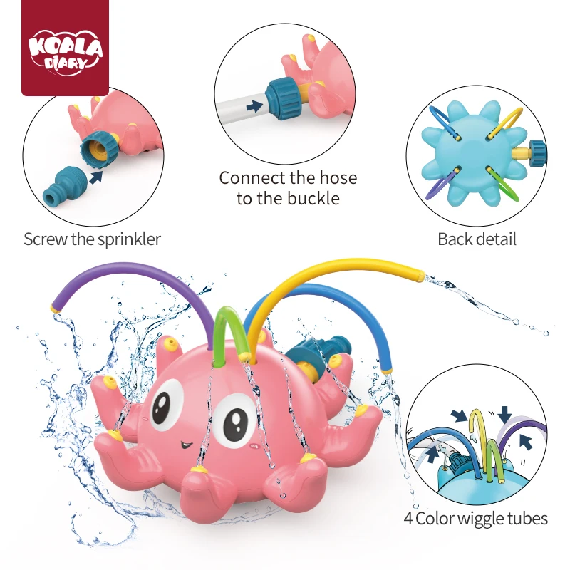 Summer Outdoor Water Toys, Octopus Sprinkler Toys with Wiggler Tubes, Outdoor Water Spray Sprinkler for Kids