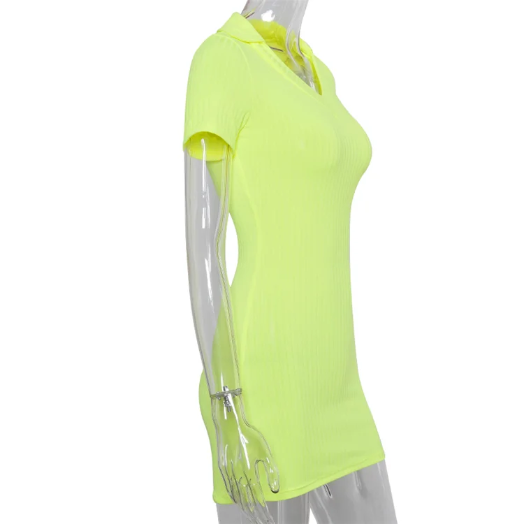 
Soft Yellow Orange V Neck Skinny Summer Cresses Casual 