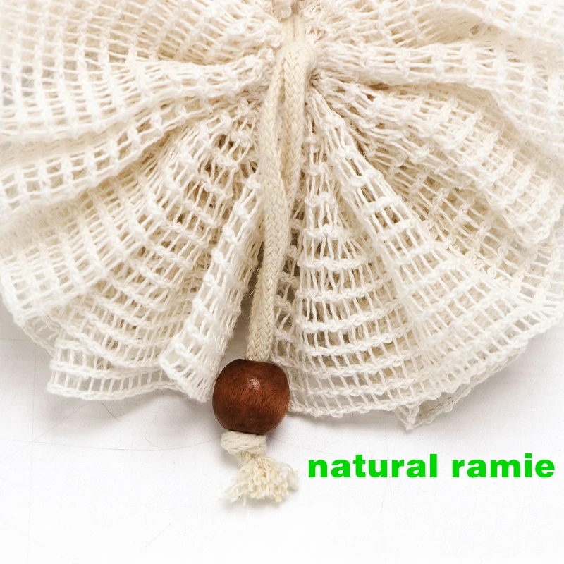 Zero Waste Natural Biodegradable Eco Friendly Ramie Hemp Mesh Sisal Bath Body Puff Pouf Shower Exfoliating Loofah Sponge ball