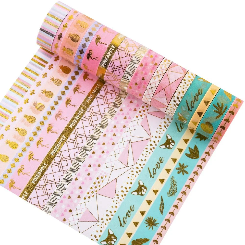 Hot Sale Gold foil Colorful Japanese Masking washi Tape For Scrapbook