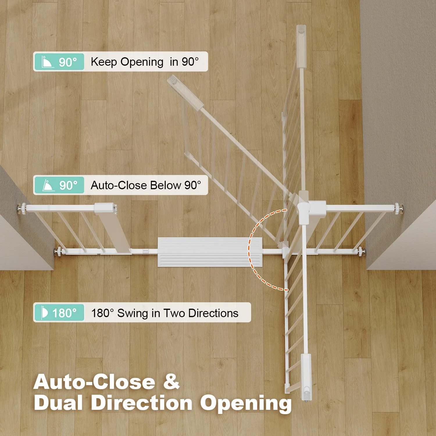 High Quality White Auto Close Retractable Protector Dog Safety Gate Easy Walk Thru for the House