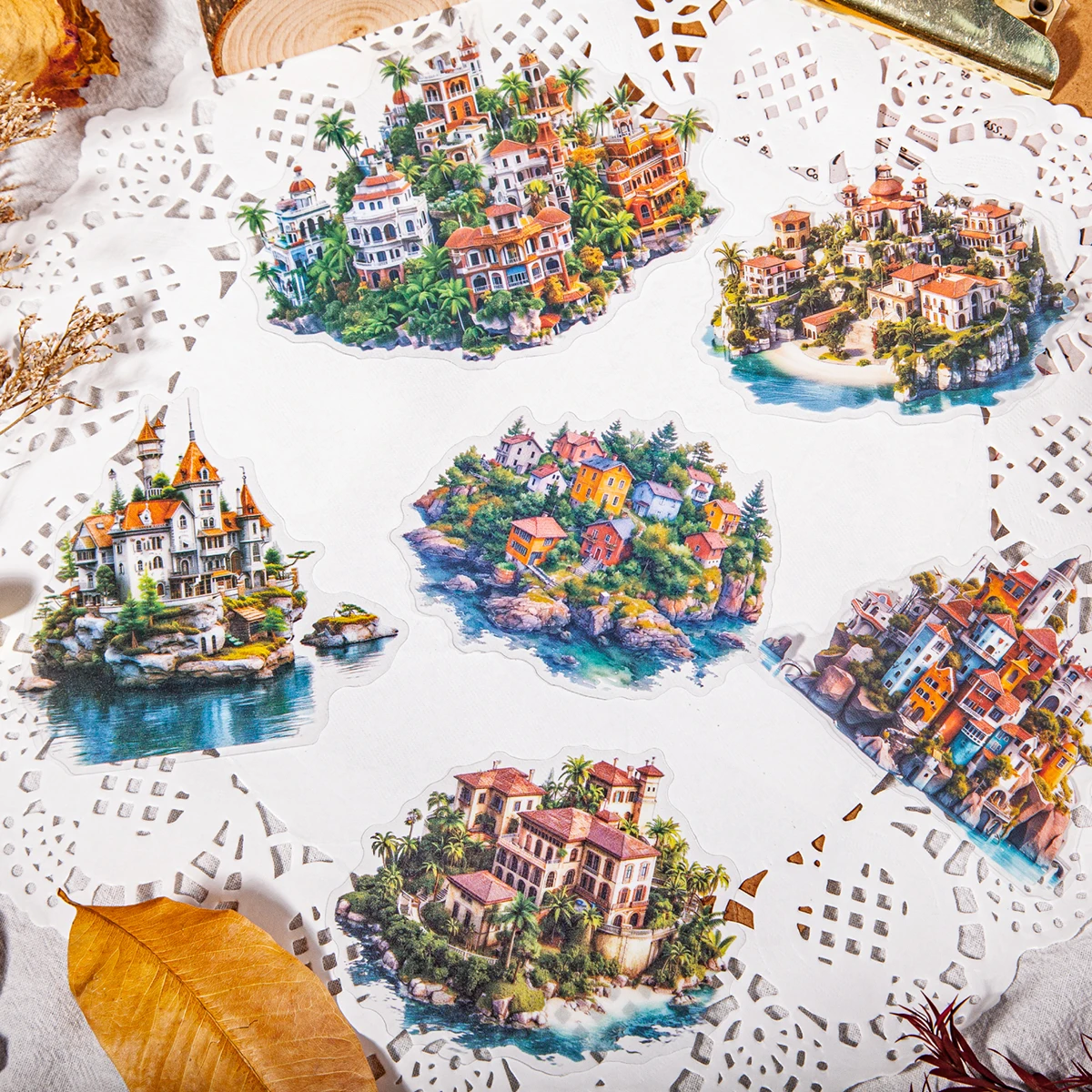PET Stickers Dream Island Series Plant House Junk Journal Decoration Custom Stickers Pack for Diary Mr. Paper 12 Pcs / Set
