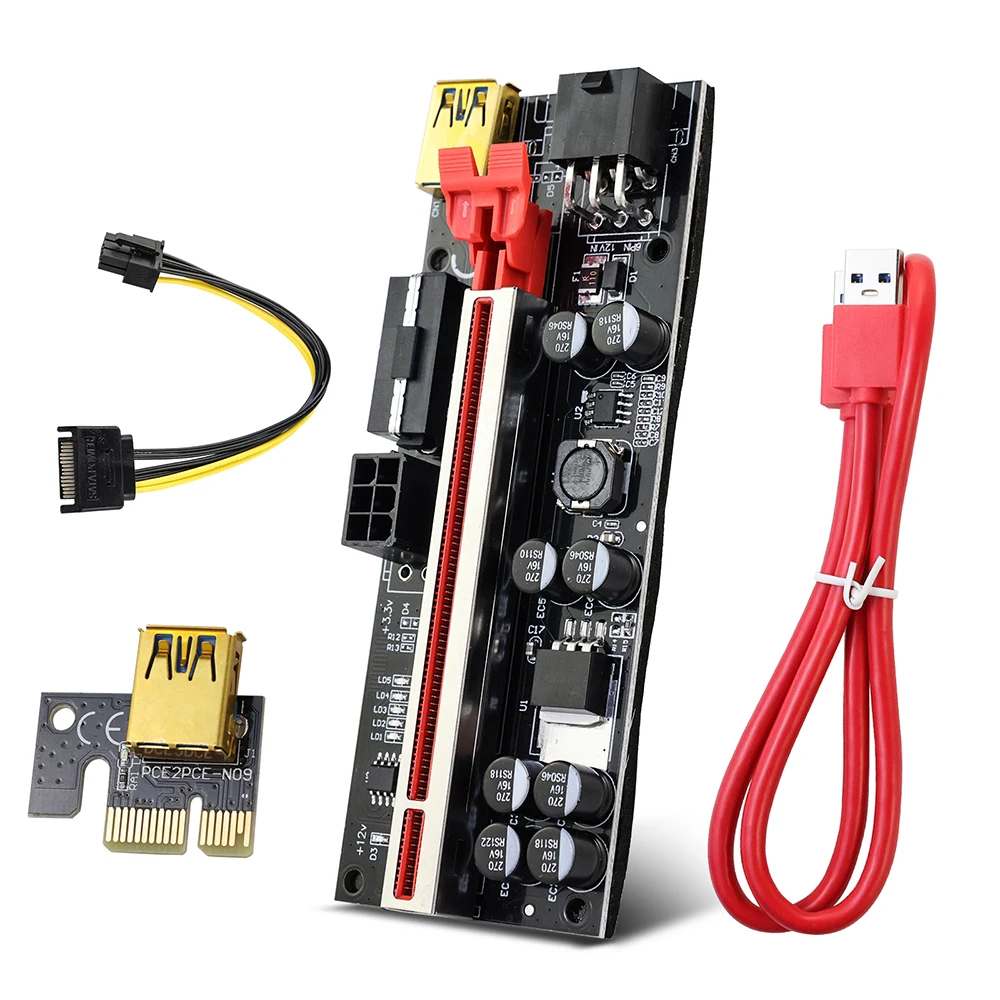 EDUP 60CM VER 009S 010S PCI-E 1X to 16X LER Riser 009 Card Extender PCI Express Adapter USB 3.0 Cable Power riser pcie
