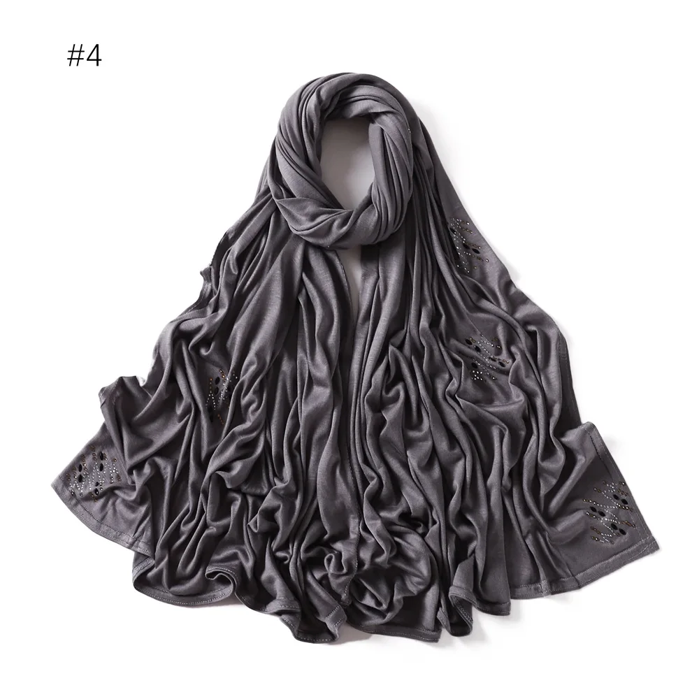 Chunky Mercerized Cotton Headscarf Hijab For Women Wholesale Solid Color Muslim Women Long Turban