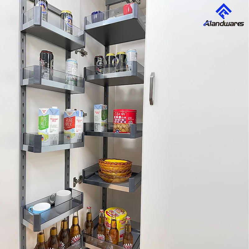 Functional Kitchen Pantry Organizer Soft Close Tandem Storage Basket Unit Tall Pull Out Pantry