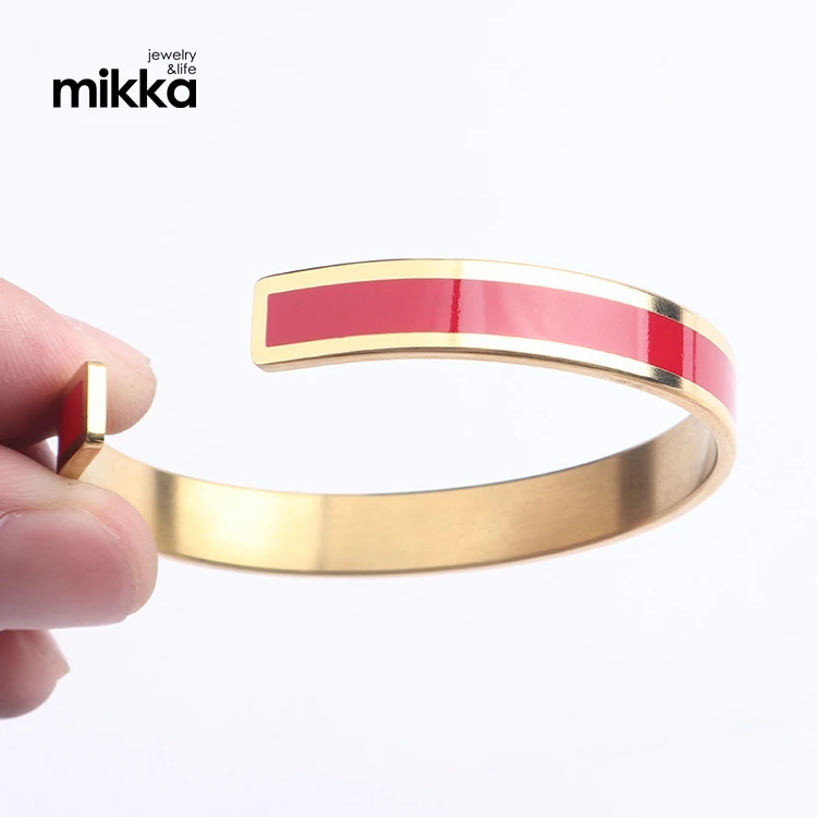 18k Custom Cuff Stainless Steel Enamel Fashion Jewelry Bracelets Bangle with multiple Color Women Gift