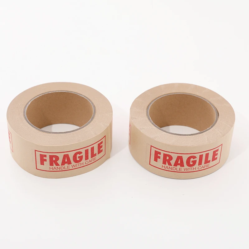 Custom Printed Kraft Paper Tape Self Adhesive Kraft Paper Tape Packing Fragile Tape Qr/Bar Code