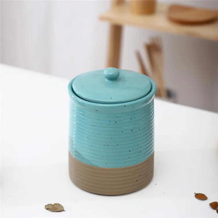 Latest arrival kitchen food container custom cheap tea sugar coffee ceramic storage jars set with lid