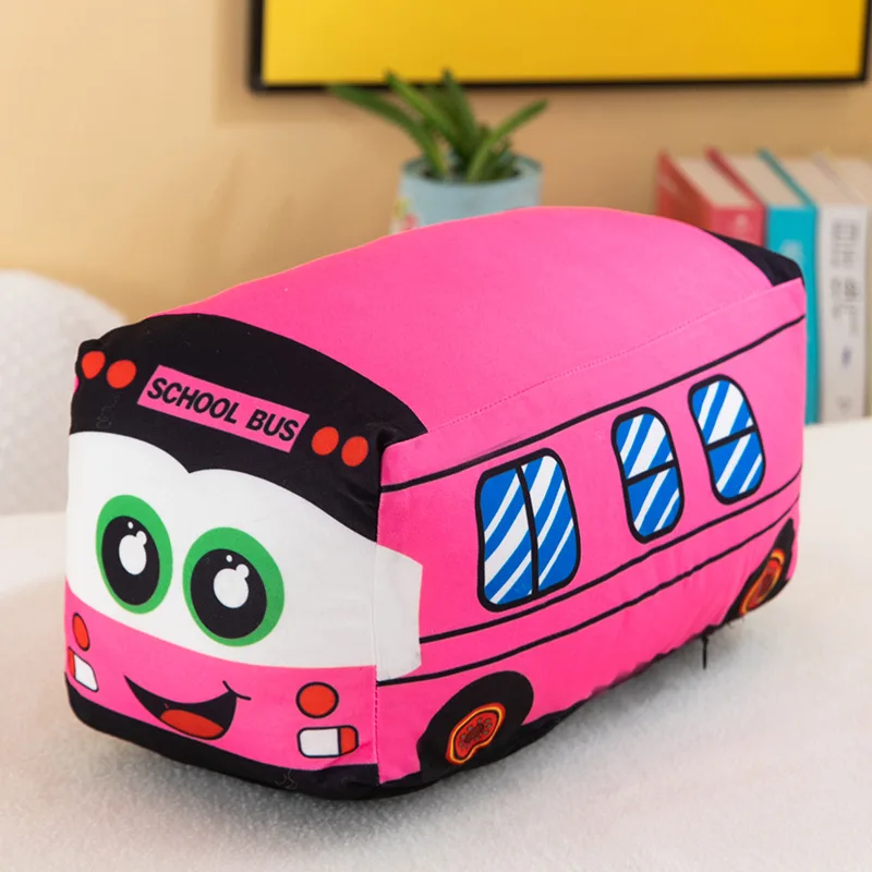 Multi Sizes Colors Cartoon Bus Plushies Bedtime Toy Sleeping Doll Soft Pillows Stuffed Car Plush Toys for Kids