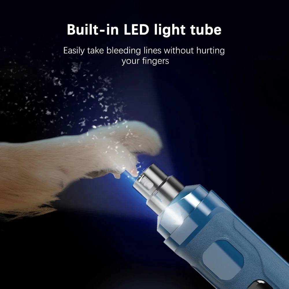 New Arrive Dog Nail Grinder Professional LED Lighting 2 Speed Rechargeable Pet Nail Trimmer