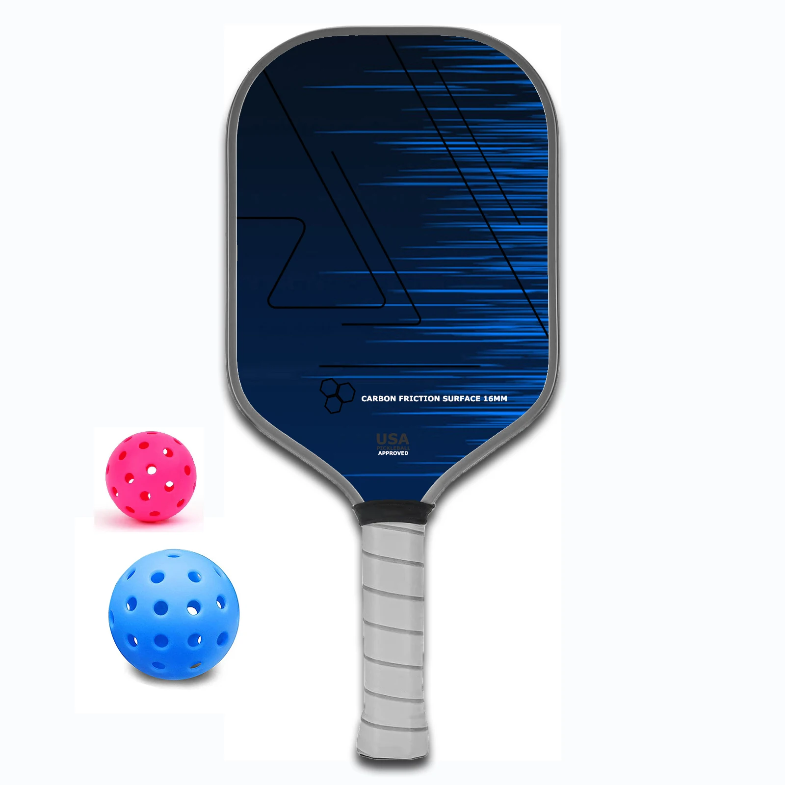 Custom Carbon Friction Surface 16 Mm Pickleball Paddle Usapa T700 Surface Provides Maximum Ball Spin Elongated