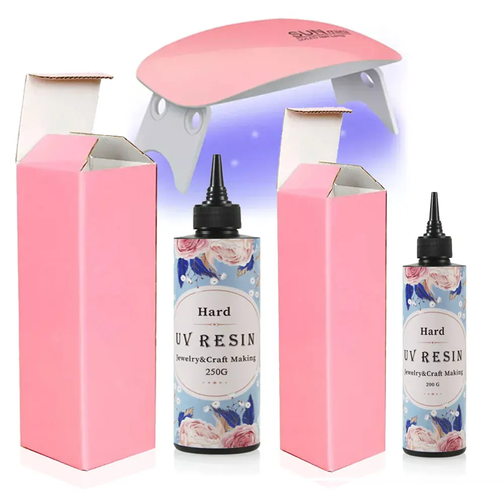 OEM UV Resin Kit 50g 100g 200g 250g UV Resin with UV Lamp for Jewelry Resin DIY Homemade Crafts