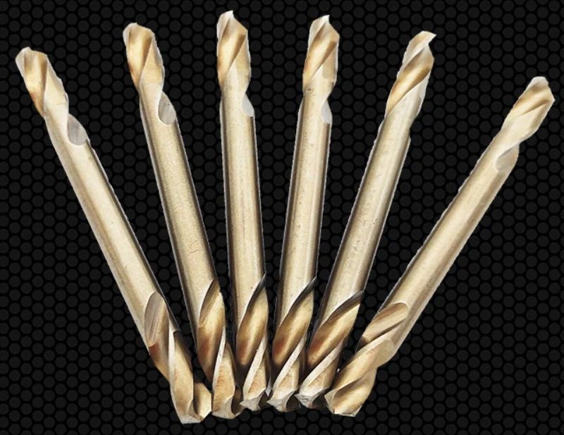 Fully ground high-speed steel double head straight shank Fried Dough Twists drill stainless steel metal drilling bit