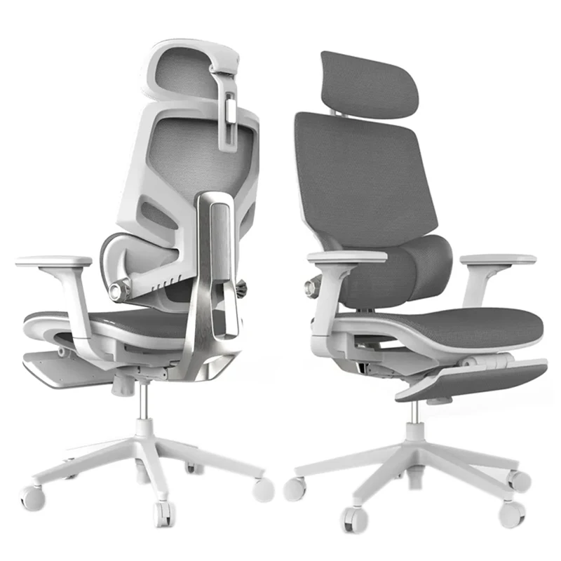 Современное вращающееся офисное кресло с регулируемой спинкой и металлической рамой, эргономичное, Сетчатое кресло с подголовником колеса и подставкой для ног
