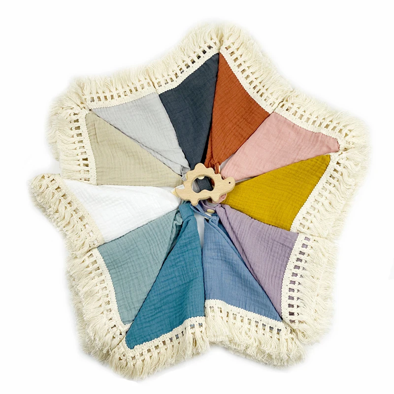 High quality Baby 100% Organic cotton muslin comforter security blanket