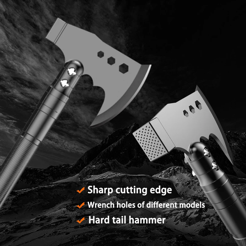 Steel Tactical Ca Multifunction Outdoor Shov Axe Splitting Hatchet