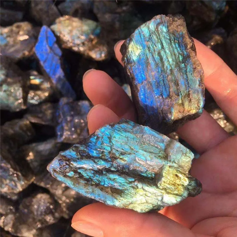 Wholesale high quality Natural Rainbow Raw Rough Labradorite Stone Quartz Crystal Mineral Specimen