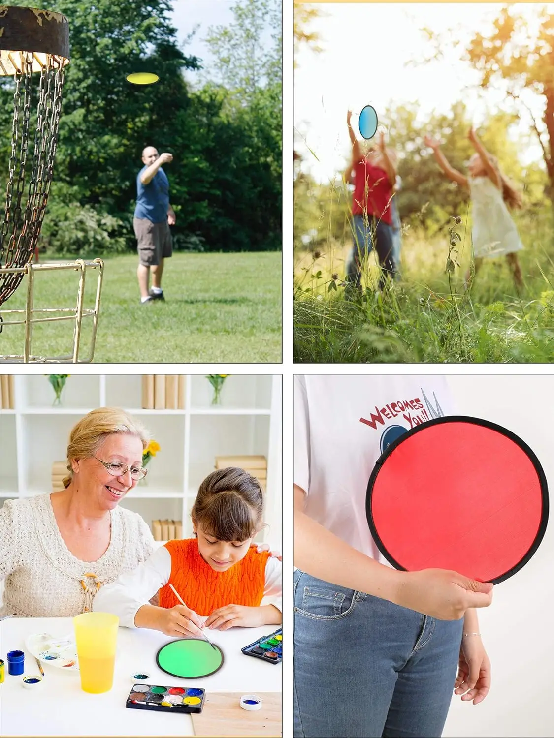 Free Design Service Customized Nylon Folding Hand Fan Foldable Outdoor Flying Disc