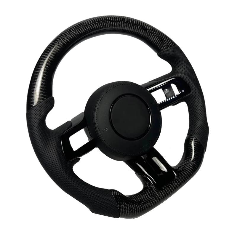 For Ford Mustang 2015 2016 2017 2018 2019 2020 2021 2022 Modified Carbon Fiber Steering Wheel Sport Flat Bottom
