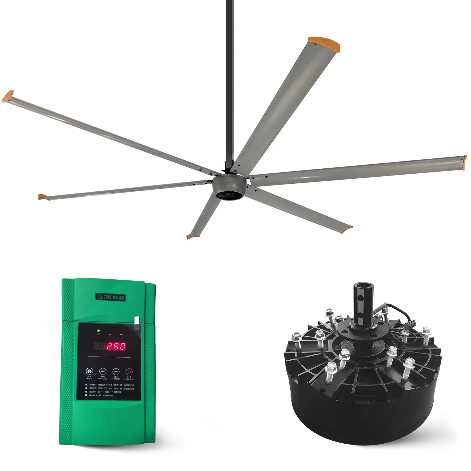 giant 24ft reversible metro warehouse ventilation techo electric large hvls hanging big ass industrial ceiling fan