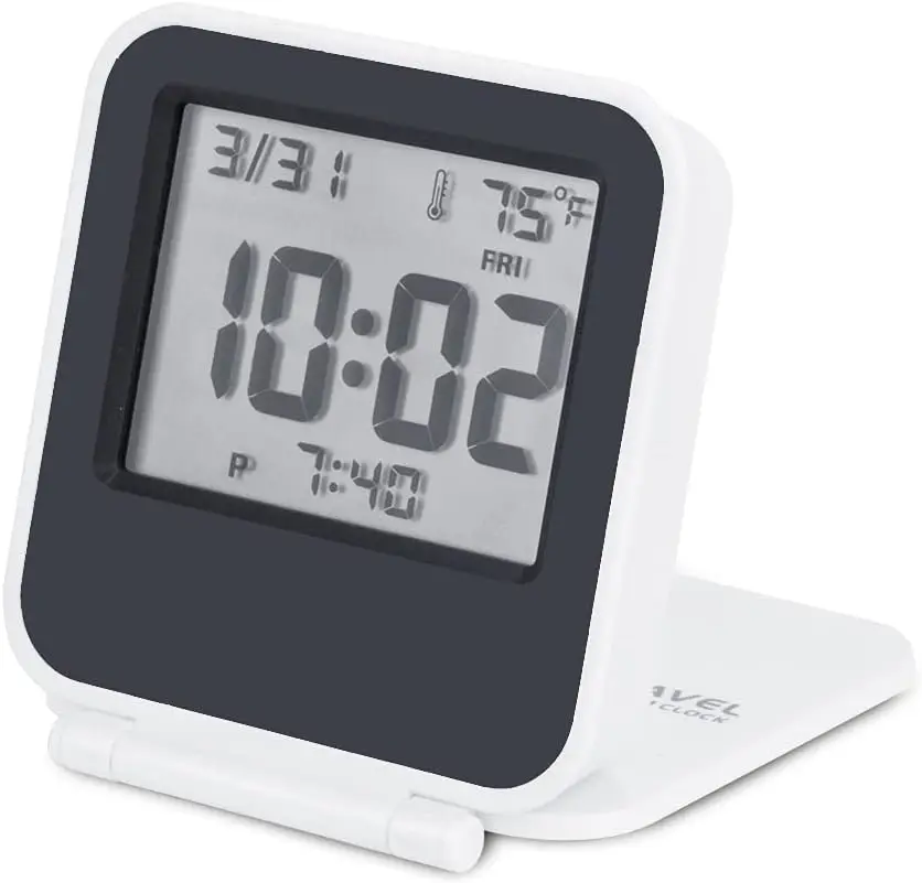 Battery Operated Mini Travel Clock with Backlights Small Digital Travel Alarm Clock for Outdoor Kids Table Cars Camper