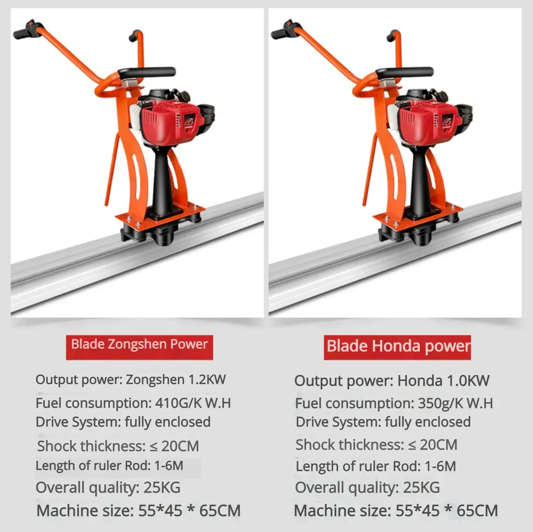 Factory Price Concrete Vibratory Leveling Screed Machine Gasoline Concrete Vibration Ruler