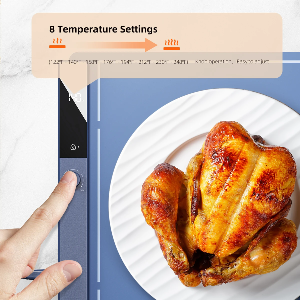 Professional Design Portable Foldable With 8 Temperature Settings Warming Mat For Food Timer 1H/2H/3H/4H Food Warming Mat