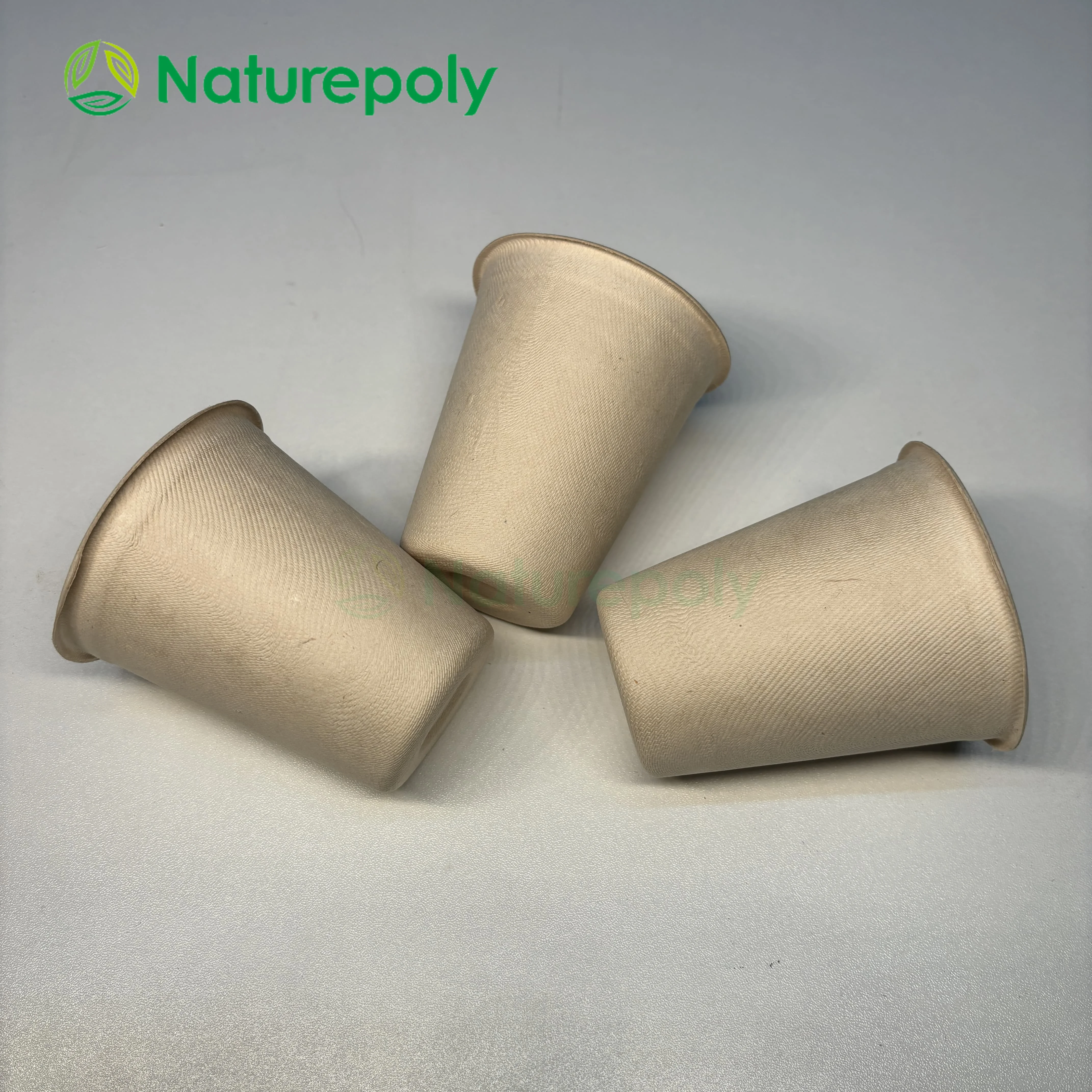 Disposable Bamboo Fiber Cup Custom Logo PLA Cotated Biodegradable Cup with Lids