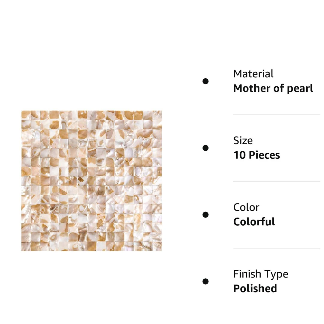 KASARO Glossy Tiles Shell Mosaic Bathroom Tile Mother Of Pearl Shell Mosaic Floor Tile For Bathroom Kitchen