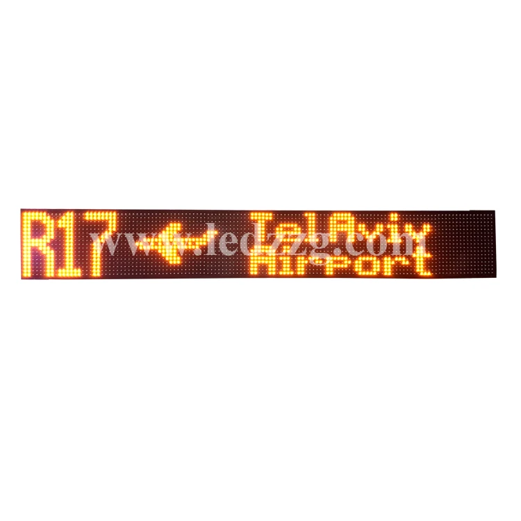 Arabic bus LED destination information system amber color rolling message head sign board display