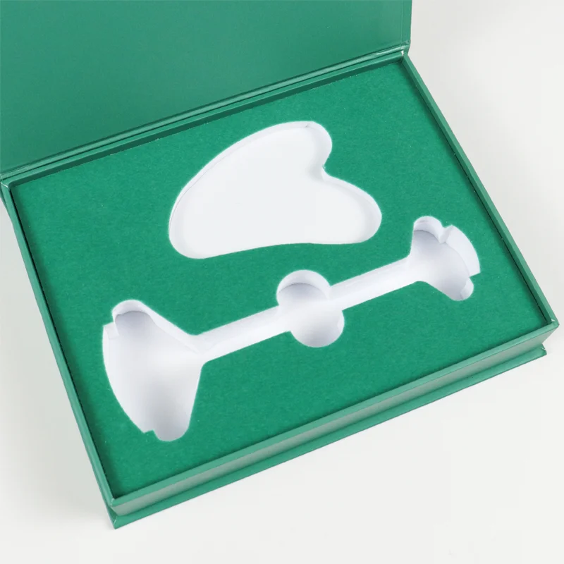 private label biodegradable cardboard package gift box with devides beauty massaging jade roller gua sha magnetic paper box