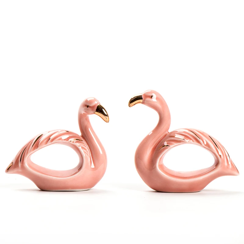 
Ceramic crafts home decoration garden animal sculpture decoration velvet Flamingo statue 