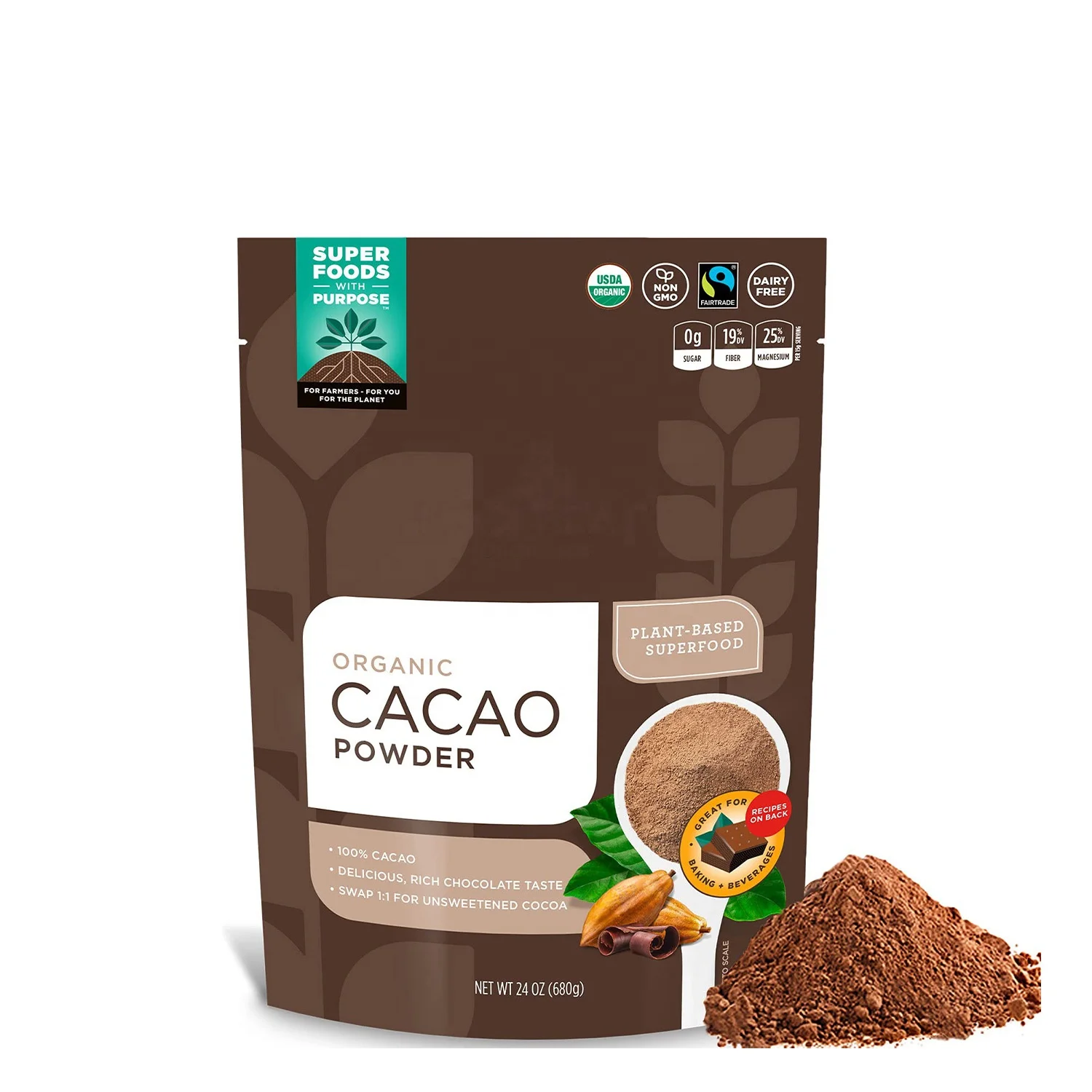OEM Organics Dark Cacao Powder For smoothies shakes hot chocolate brownies