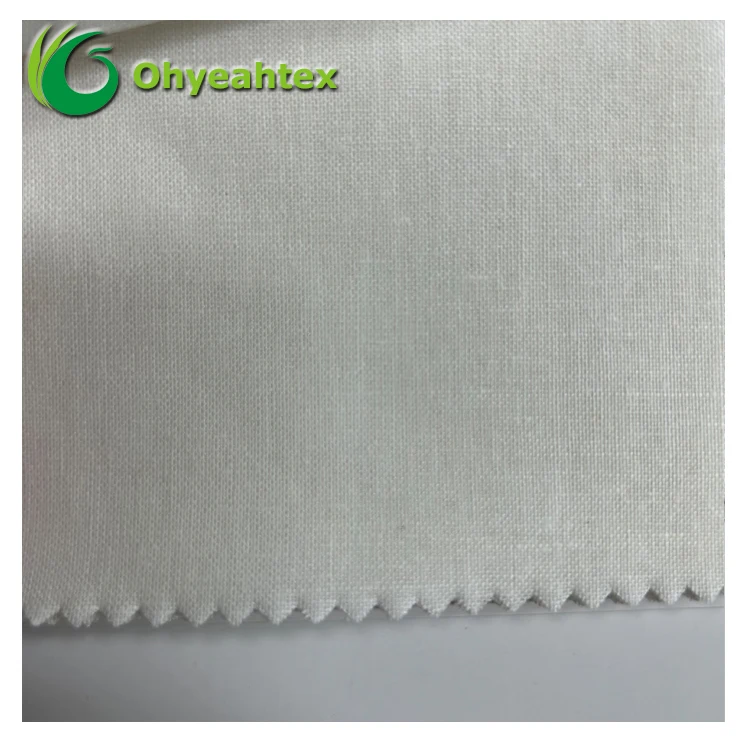 PFP Linen Cotton Woven Plain Fabric For Tshirt Dress Stock Ready Colors White Suitable For Digital Printing