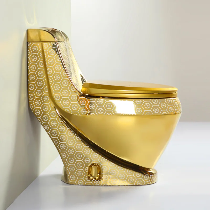 European Style Bathroom Toilet Creative Personality Light Luxury with New Golden Finish Ceramic Material for Hotels Homes