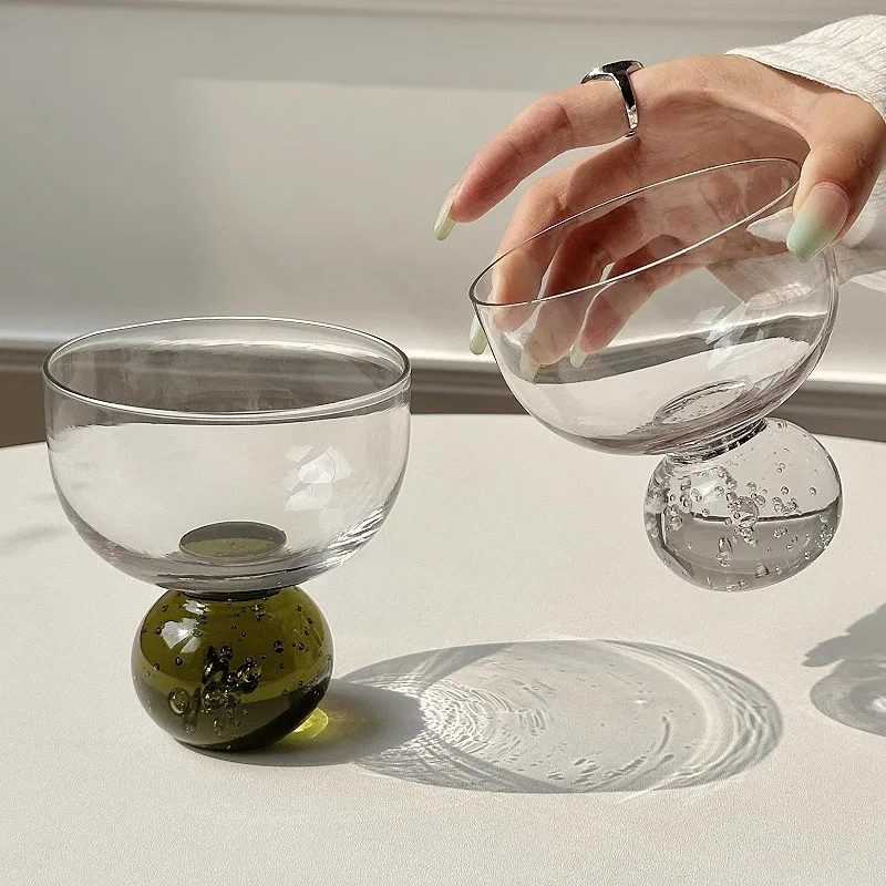 Lelyi Ins Creative Crystal Bubble Ice Cream Cup Simple and High end Glass Cup