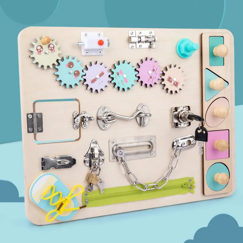 Baby Busy Board Diy Accessories Montessori Wooden Activity Busyboard Games Material Early Educational Sensory Toys Children Gift