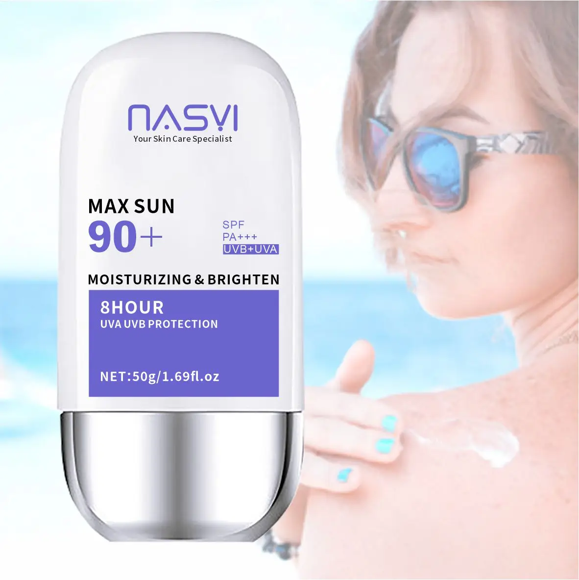 Natural Plant Extract Beauty Skin Care Facial Sunscreen Cream Spf 90 Oil Free Radical Scavenger Anti Oxidant UVA/UVB Sunblock