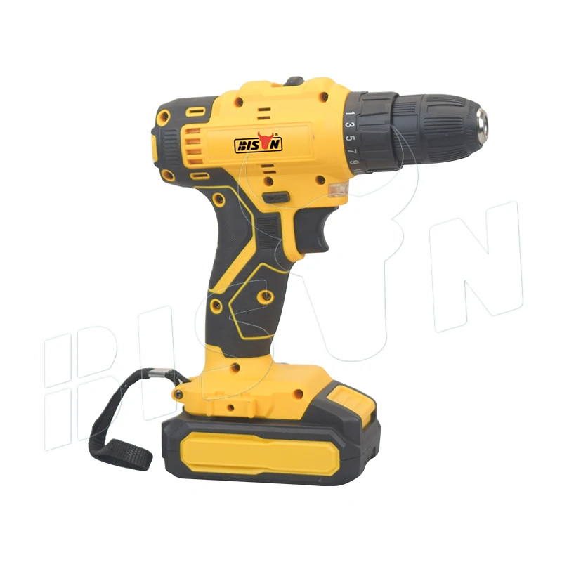 Bison 110V 220V 50HZ Black Red Mini Drilling Machine Cordless Power Drill With Led Light