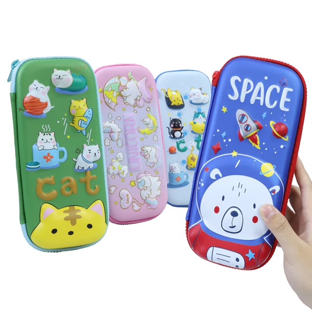 2024 Модный милый мультяшный 3d канцелярский ящик для хранения большой емкости трехмерный квадратный водонепроницаемый студенческий пенал