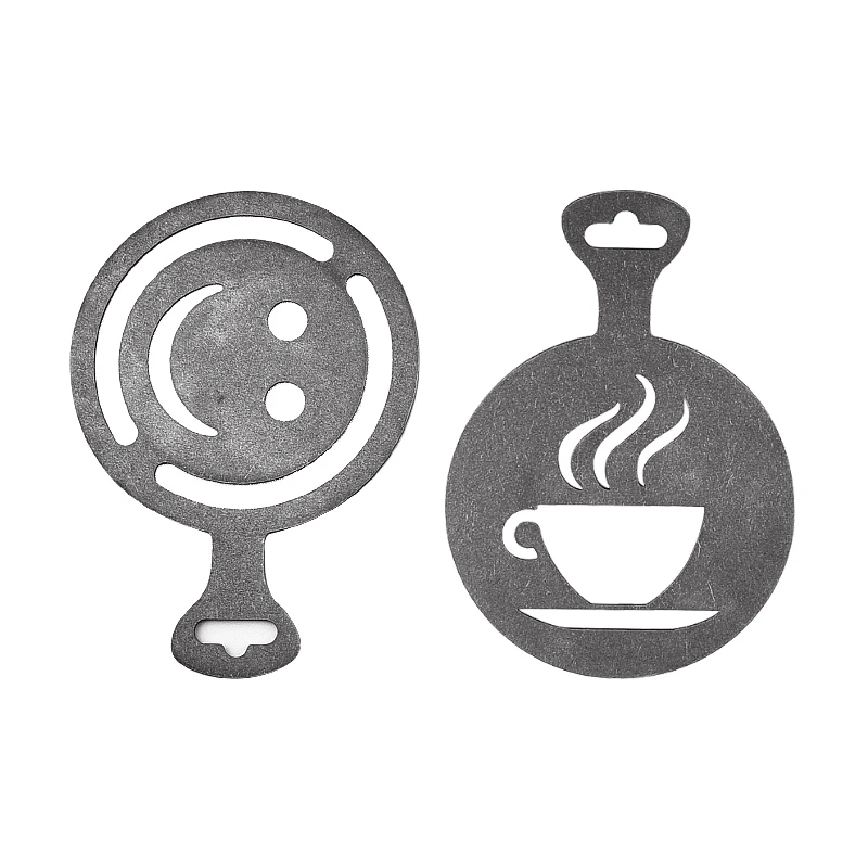 2023 wholesale Barista Tools Stainless Steel Milk Foam Decorating DIY Latte Art Coffee Cake Printing Stencils Mold