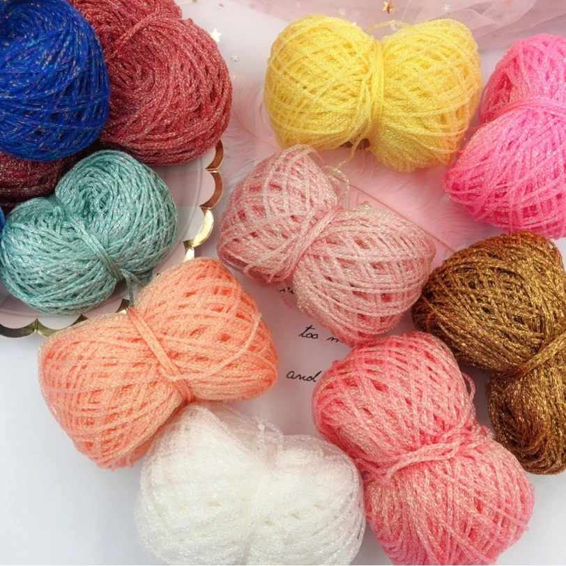 Заводская поставка блестящая пряжа с люрексом металлическая нить ручной вязки