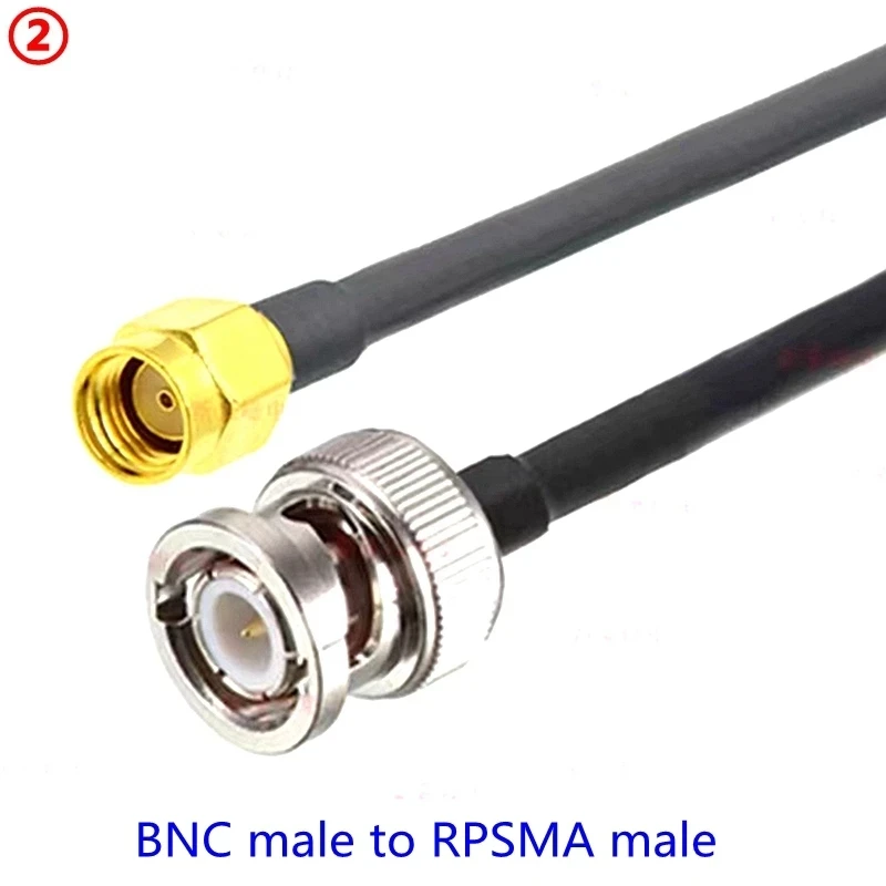Q9 BNC Male To SMA Male Crimp for RG58 Coax Extension Connector RPSMA Male To BNC Right Angle Cable Fast Delivery Brass RF