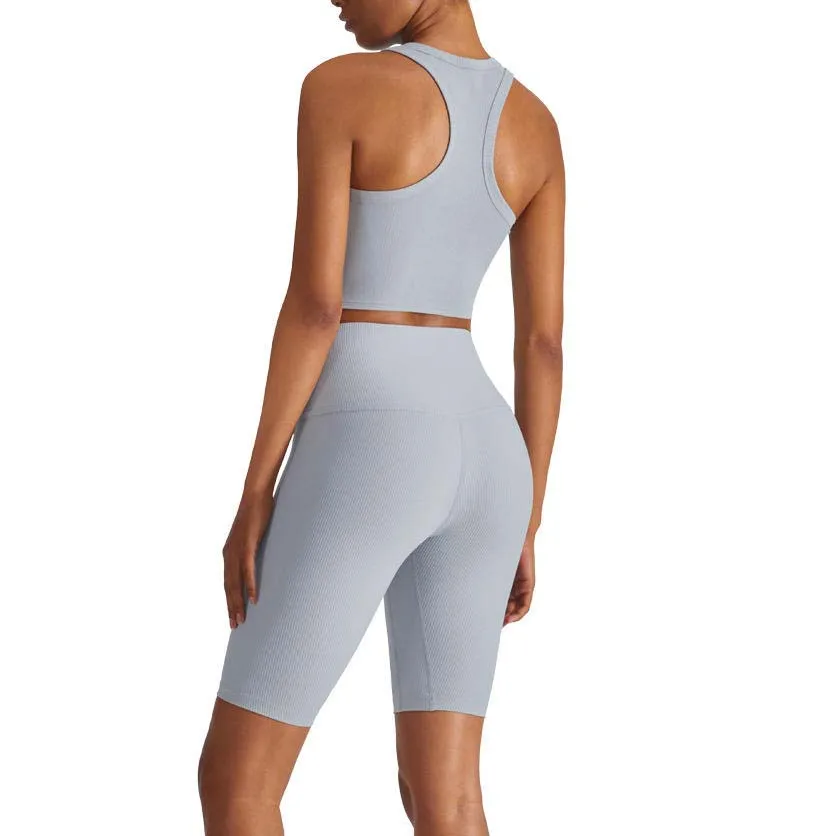 Custom Logo Fashion Ladies casual clothing sports gym Tank Top all color Ribbed Knit Plain yoga tanktop for women