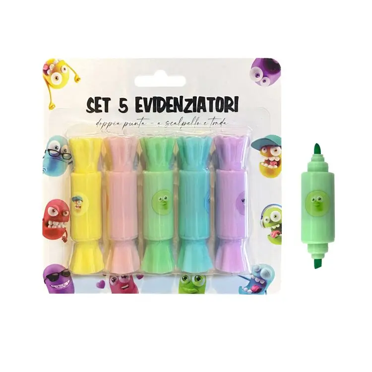 manufacturers custom promotional 4 5 6 colors water based mini cute candy shape dual tip highlighter pen kawaii marker for kids