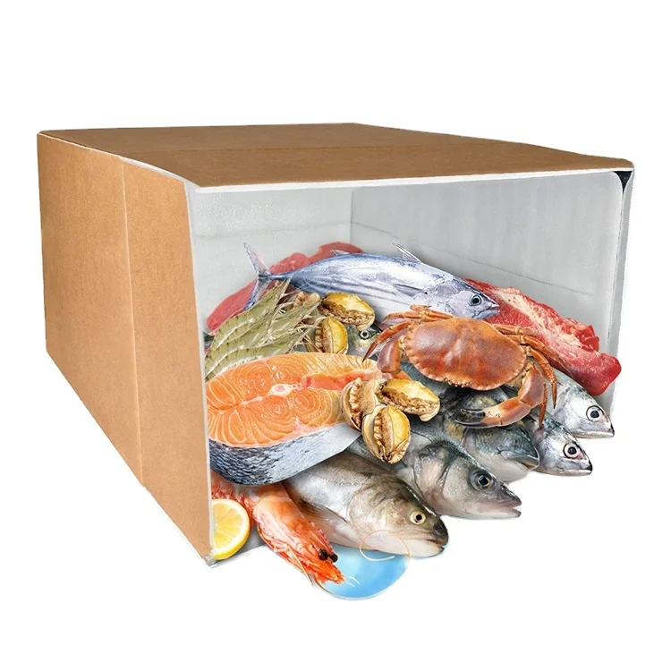 Custom Full Color Printing  Frozen Fish Beef Insulated Box Shipping Foam Boxes For Frozen Food Styrofoam Cooler Box
