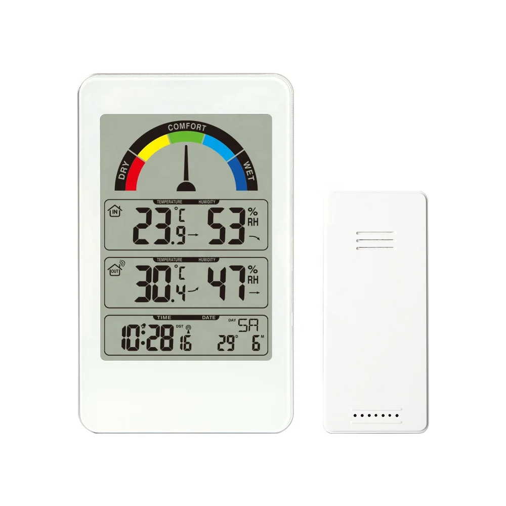 Comfort LCD Display Wireless Wifi Indoor Outdoor Digital Thermometer Hygrometer with Wireless Sensor, Radio, Alarm,Calendar