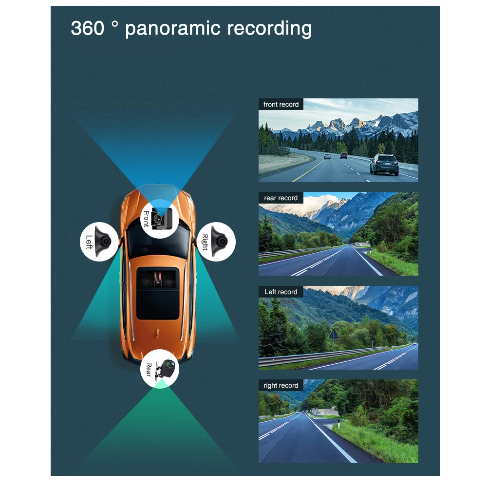 AOEDI D08 11.26 inch Car 4G Dashcam Android GPS Dash Camera 360 Degree Dash Cam with Sim Card