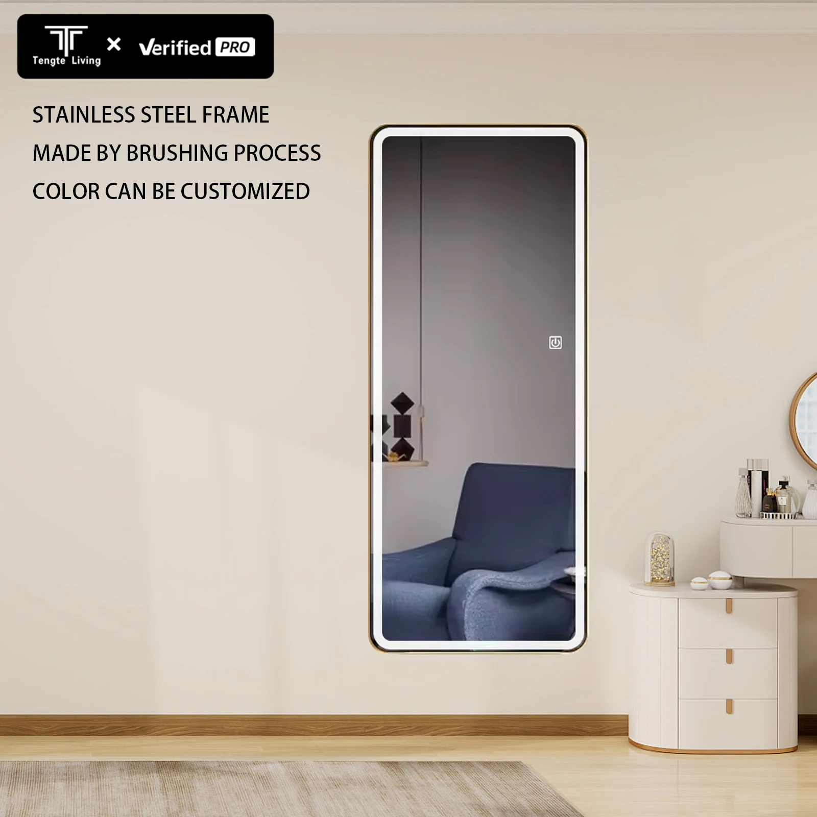 Mirror factory bathroom led mirror light full length arch shaped mirror with led light