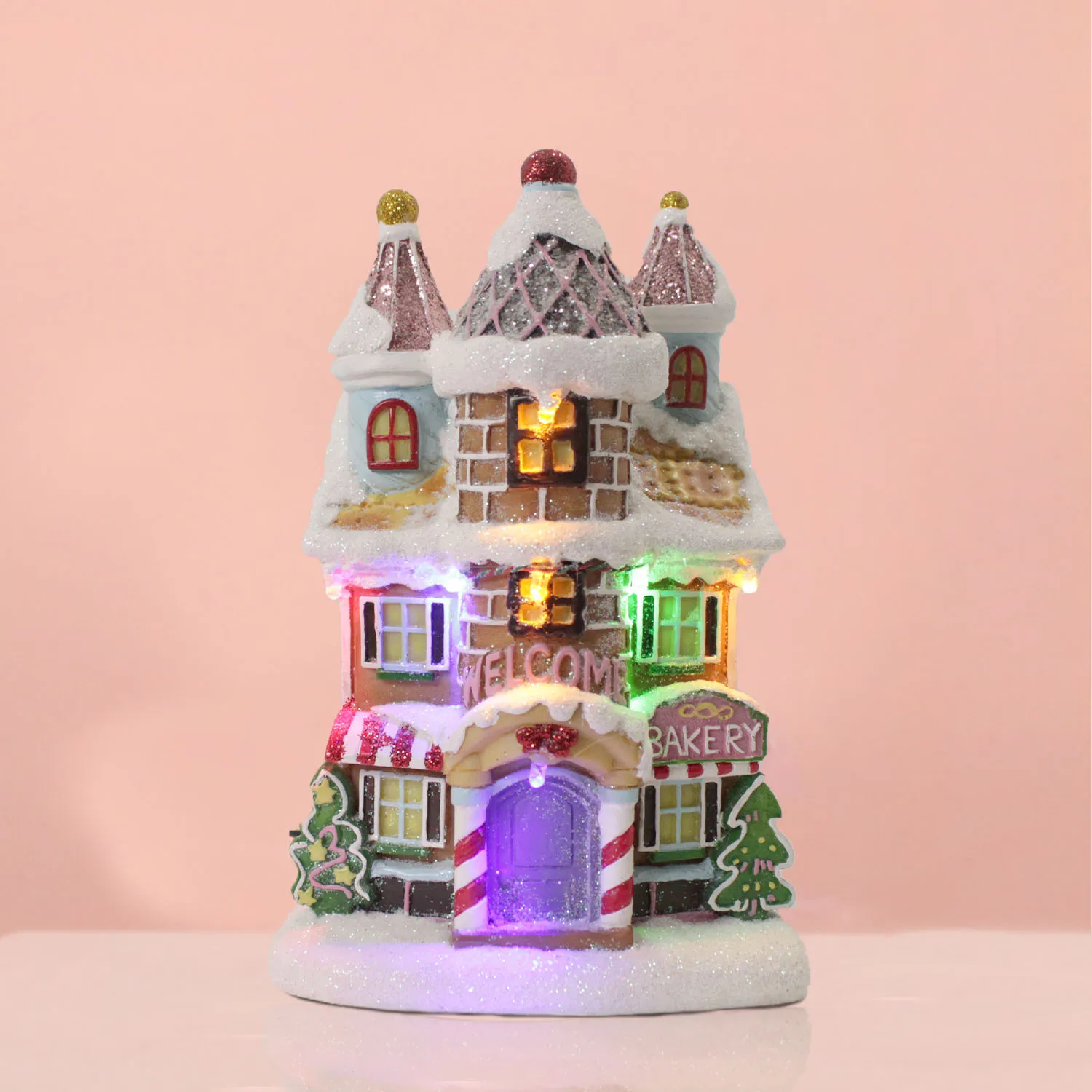 
Tabletop Indoor Decoration House Ornaments Led Resin Christmas Village 